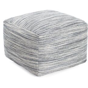 Anji Mountain 100% Handmade & Handcrafted Comfortable Home Décor Pouf Ottoman Footrest for Living Room, Bedroom, Nursery, Kidsroom, Patio Furniture - (22" x 22" x 16"- Navy Blue,Ivory)