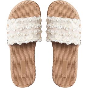 Women's Raw Trim Flat Sandals Single Band Open Toe Summer Vacation Beach Slides