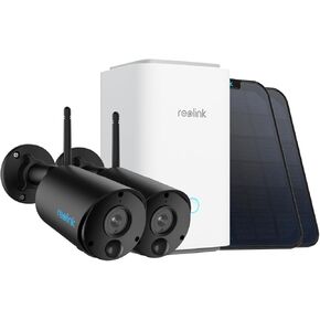 REOLINK Home Hub with 2X Argus Eco+ Solar Panel Black - 2K 3MP Cameras for Home Security Indoor Outside, Smart Detection, 64GB microSD Card Included, Encrypted Local Storage, No Monthly Fees