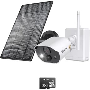 ZOSI C306 Pro 3MP 2K Wireless Solar Security Camera Outdoor - Battery/Solar Powered, Color Night Vision, PIR Motion Detection, 2-Way Audio, Spotlight Alarm, Cloud/SD Storage (Included 32GB SD Card)