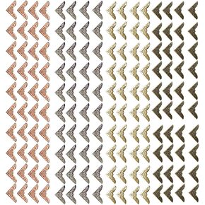 160pcs الكتب حماة ركن الزاوية المعدنية ، الكتب الرجعية حماة حديد الزاوية الزخرفية الزخرفية لسكان القصاصات ، ألبوم المدرسة ، دفتر ملاحظات ، مجلد القوائم (4 ألوان)