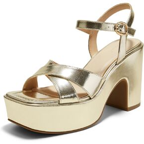 Arromic Women's Crisscross Band Platform High Heel Sandals with 4-Inch Chunky Heels Ankle Strap Stylish Y2K Heeled Shoes for Party, Wedding, Evening Events