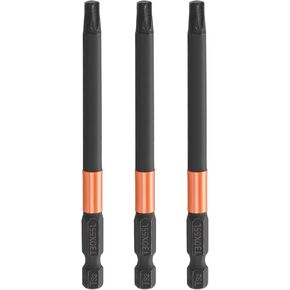 HARFINGTON 3pcs T27 Torx Head Screwdriver Bit 4" (100mm) Long 1/4" Hex Shank Magnetic No Hole Tamper Proof 6 Point Star Screw Driver Drill Bits Phosphate S2 Steel Industrial Power Tools
