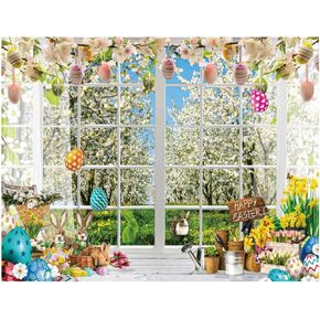 YYNXSY Easter Window Background Easter Back Photography Easter Egg Bunny Photo Background Easter Background Easter Background Easter Background 7X5FT YY-6007
