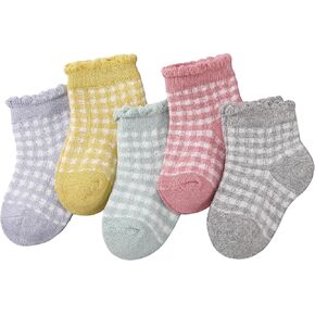 Jspupifip 5 Pairs Baby Girls Socks Toddlers Ruffle Socks Girl's Frilly Dress Socks Baby Cotton Knit Casual Crew Socks