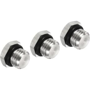 PATIKIL M25x1.5 Male Plug, 2 Pack Waterproof Dustproof 304 Stainless Steel Thread Hex Head Socket Solid Pipe Fitting with Sealing Rubber Ring