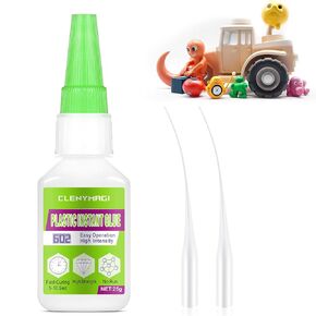 Super Glue for Plastic, Clear Plastic Glue Designed for Plastic to Plastic Bonding, Waterproof, Heat-Resistant, Instant Lego Glue for Repairing Toys, DIY, Model Plastic (1 Bottle of 25g)