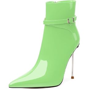 Wayderns High Heel Cheel Boots for Women المدببة بإصبع براءات الاختراع الخنزير الكعب 4.3 بوصة مع الجوارب السوستة الجانبية مثيرة حفلة مسائية يرجع تاريخها إلى أحذية قصيرة