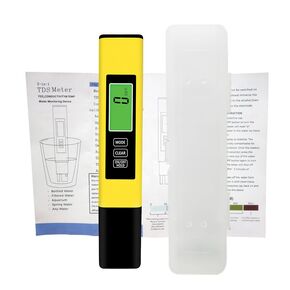 4 in 1 TDS Meter Digital Water Tester – TDS, EC & Temperature Measurement (°C/°F) 0-9990 ppm for for Drinking Water, Aquariums, Hydroponics, RO/DI Systems & More (White)