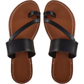 SweatyRocks Women's Open Toe Thong Sandals Slip on Toe Ring Flat Sandals Beach Summer Slide Sandals