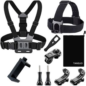 Chest Mount Strap Harness Head Strap Mount, Quick Release Chesty Body Mount with Phone Clip, Head Strap + Chest Strap Compatible with Action Camera/Smartphones