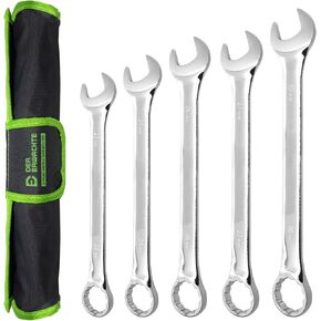 Large Wrench Set with Rolling Pouch, SAE, 6-Piece, 15/16″, 1″, 1-1/16″, 1-1/8″, 1-3/16″, 1-1/4″, 12 Point, Chrome Vanadium Steel