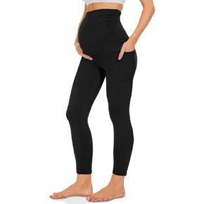 Stretchy Women Maternity Leggings, High Waist Yoga Pants with 2 Pockets for Comfort & Support and Daily Wear