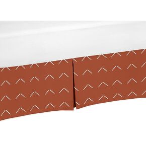 Sweet Jojo Designs Boho Arrow Boy Girl Baby Crib Bed Skirt Skird Nursery Dust Ruffle - Ivory Burnt Orange Off Farmhouse Southwest Shabby Chic Designer Chevron Bohemian Diamond Tuft Collection