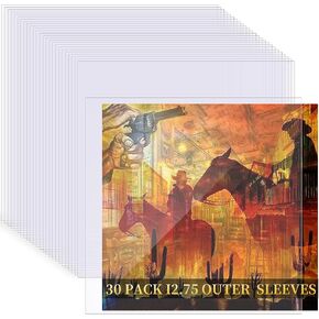 40 Pack Vinyl Sleeves, 12.75" X 12.75" Vinyl Record Sleeves Clear Plastic, Outer Sleeve Record Protector for Storing Single and Double LP Albums, Record Sleeves Protection from Scratches