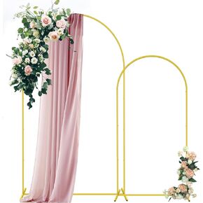 2 Pieces Gold Metal Wedding Arch Backdrop Stand(7.2FT 6FT) Balloon Arch Stand for for Party Wedding Baby Shower Graduations Holiday Ceremony-Ideal for Balloons Flowers Garden Decor