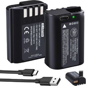 BM Premium DMW-BLK22 Battery with Built-in USB-C Charging Port for Panasonic Lumix S1R II, S9, G9 II, GH5 II, GH6, GH7, DC-S5, S5 IIX, DMW-BG1, DMW-BGS5 Cameras
