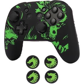 RALAN Laser Blood Handprint Design Controller Skin with 4 Thumb Grips for Switch Pro Controller, Anti-Slip Silicone Controller Cover Protector Case in Kuwait