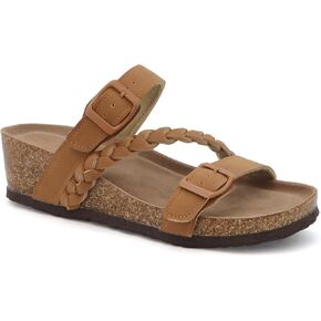 YOKI LORAYN-02 Women's Wedge Sandals Cork Bottom Double Buckle with Braided Strap, Platform Sandals Women, Arch Support Sandals Women's Summer Sandals