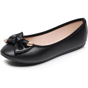 Women's Ballet Flat Shoes Black Fashion Bowknot Flats Round Toe Wedding Flats Size 6