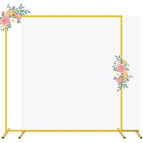 Metal Arch Stand and Cover Set Wedding Arches Backdrop Stands Square 6.6FTx6.6FT Portable Balloon Arched Frame Stand with Black Arch Cover Spandex for Wedding Birthday Party Ceremony Decor