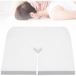 JUSTDOLIFE Disposable Massage Face Cradle Covers, Pack of 400, Soft Non-Woven, Non-Sticking Flat Face Rest Cloths, U-Shaped Massage Face Covers for Massage Tables and Headrests, 11.8 x 15.7 Inches
