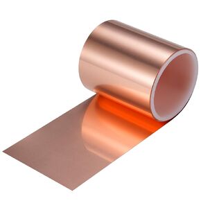 GOORY Copper Foil Sheet Roll 8Mil/32Gauge(0.2mm) 4in x 5ft Pure Thin Copper Sheet - ASTM B152 C11000 99.9+% Soft Copper Flashing Roll for Crafting Electrical House Repair DIY Project Decoration