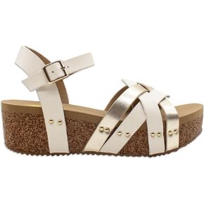 VOLATILE Womens Edna Cork Metallic Casual Sandals Casual Mid Heel 2-3" - Brown