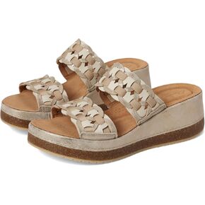 Clarks Women's Kassanda Mule Wedge Sandal, Metallic Combi Leather, 8.5