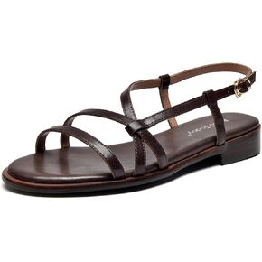 BEAU TODAY Flat Sandals for Women,Strappy Sandals for Women,Comfortable Leather Summer Sandals,Adjustable Casual Dressy Sandals with Open Toe for Vacation