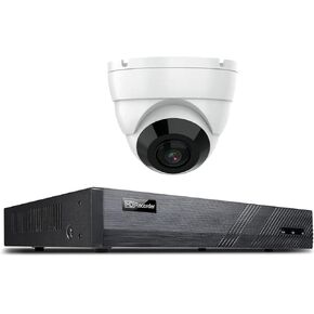 5MP 180° Wide Viewing Angle Fisheye Dome Camera,Analog Camera (Quadbrid 4-in1 HD-CVI/TVI/AHD/Analog), 65ft Night Vision, 2.8mm Lens, Metal Housing, Bundle with 4K 8CH DVR