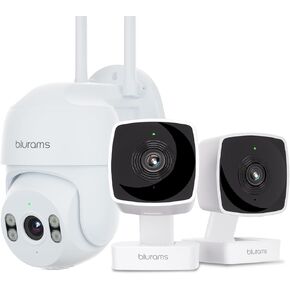 blurams 3-Pack Cameras for Home Security, 2K Outdoor Security Camera Bundle, Indoor/Outdoor Camera w/AI Motion Detection, 2-Way Audio, Compatible with Alexa&Google Home