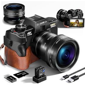 Digital Camera, 48MP Cameras for Photography with WiFi & App Control, 4K Vlogging Camera for YouTube with Bag,Compact Camera,Perfect for Entry-Level Users and Beginners with Macro&Wide Lens-32GB Card…