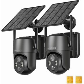 4G LTE Cellular Security Camera Outdoor Wireless, 2K Solar No WiFi Security Cameras, Outdoor Camera Wireless with Floodlight, Spotlights, PIR Detection, 360°PTZ Live View, Color Night Vision, SIM Card