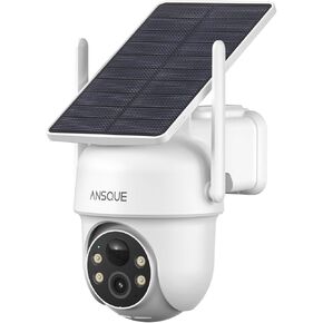 2K 3MP Security Camera Wireless Outdoor with Solar Battery Powered, 360° PTZ, PIR Motion Detection and Human Motion Tracking, HD Color Night Vision, 2-Way Audio,Compatible with Alexa