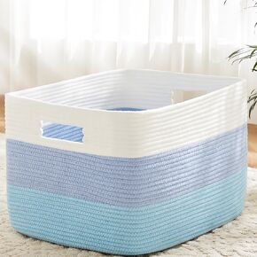 Blanket Basket,Rectangle Woven Baskets for Storage,65L Laundry Basket for Decorative Nursery Blanket,Toys,Dirty Clothes and Magazine in Shelves,Baby Room,and Living Room
