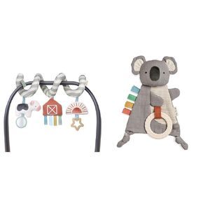 Itzy Ritzy Spiral Car Seat & Stroller Activity Toy - Stroller & Car Seat Toys & Bitzy Crinkle Sensory Toy Koala with Crinkle Sound for Babies & Toddlers - Features Soft Braided Teething Ring