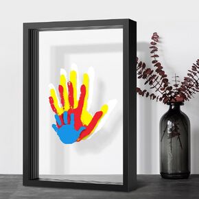 Family Handprint Kit for 4, DIY Craft Keepsake Frame, Hand Print Ornament Kits, Family Gifts for New Parents, Grandparents, New Mom, New Baby, Father's Day, Mother's Day, 6 Non -Toxic Paints