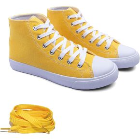 Women's High-Top Canvas Sneakers – Classic Lace-Up Casual Shoes with Extra Shoelaces – Comfortable, Stylish, and Durable