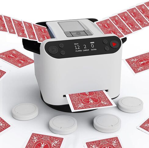 Automatic Card Shuffler and Dealer 2-in-1 MAX VI for 2-12 Players for UNO, Taco Cat Goat Cheese Pizza, Five Crowns Card Games, Poker.Rechargeable, Quiet, with 4 Wireless Draw Buttons(Black) in Saudi Arabia