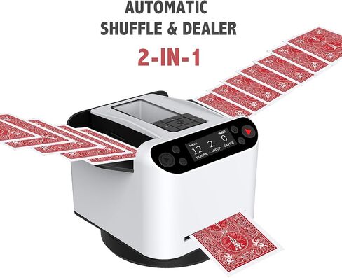 Automatic Card Shuffler and Dealer 2-in-1 MAX VI for 2-12 Players for UNO, Taco Cat Goat Cheese Pizza, Five Crowns Card Games, Poker.Rechargeable, Quiet, with 4 Wireless Draw Buttons(Black) in Saudi Arabia