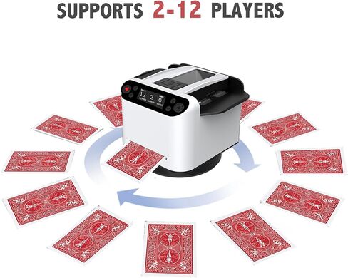 Automatic Card Shuffler and Dealer 2-in-1 MAX VI for 2-12 Players for UNO, Taco Cat Goat Cheese Pizza, Five Crowns Card Games, Poker.Rechargeable, Quiet, with 4 Wireless Draw Buttons(Black) in Saudi Arabia