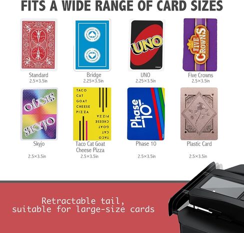 Automatic Card Shuffler and Dealer 2-in-1 MAX VI for 2-12 Players for UNO, Taco Cat Goat Cheese Pizza, Five Crowns Card Games, Poker.Rechargeable, Quiet, with 4 Wireless Draw Buttons(Black) in Saudi Arabia