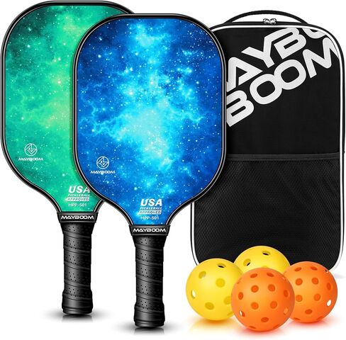 Mayboom Pickleball Paddles Set of 2 or 4, USAPA Approved Pickleball Set with 4 Pickleball Balls and Pickleball Bag, Fiberglass Pickle Ball Rackets 2 Pack for Beginner in Saudi Arabia