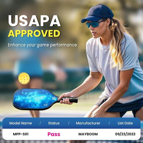 Mayboom Pickleball Paddles Set of 2 or 4, USAPA Approved Pickleball Set with 4 Pickleball Balls and Pickleball Bag, Fiberglass Pickle Ball Rackets 2 Pack for Beginner in Saudi Arabia
