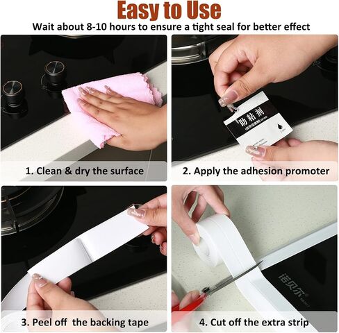 White Caulk Tape Waterproof Self Adhesive,1.5" x 10.5Ft Toilet Caulk Strip Caulking Sealant Tape, Bathtub Caulk Sealing Strip Tape for Bathroom Caulking Tape Shower Caulk Tub Caulk in Saudi Arabia