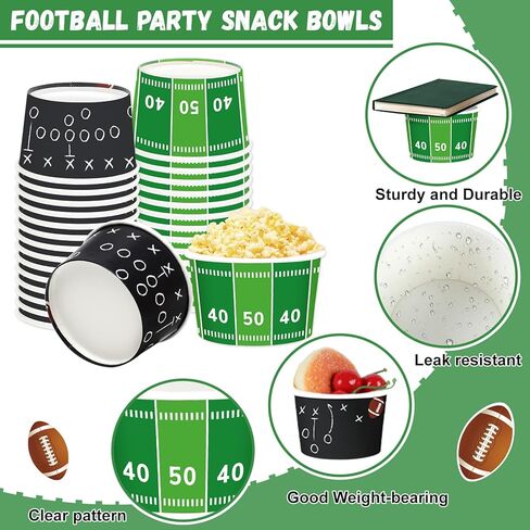 Qyeahkj 120Pcs Football Birthday Snack Bowls Disposable Paper Ice Cream Soup Chili Bowl 8oz Football Snack Dessert Treat Bowl Cup for Sport Game Day BBQ Picnic Household Party Supplies Decor in Kuwait