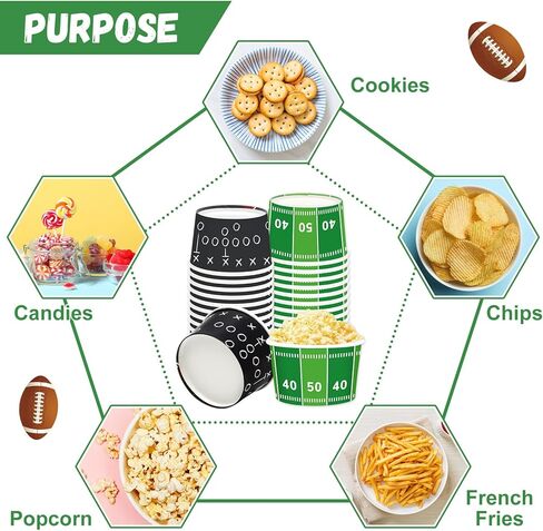 Qyeahkj 120Pcs Football Birthday Snack Bowls Disposable Paper Ice Cream Soup Chili Bowl 8oz Football Snack Dessert Treat Bowl Cup for Sport Game Day BBQ Picnic Household Party Supplies Decor in Kuwait