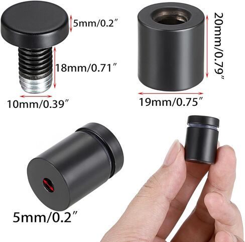 Sumnacon 12 Pcs 1/2 x 1 Inch Stainless Steel Standoffs-Sturdy Stand Off Wall Mounts for Glass Acrylic Picture Frame, Standoff Screw for Home Office Store, Black in Kuwait