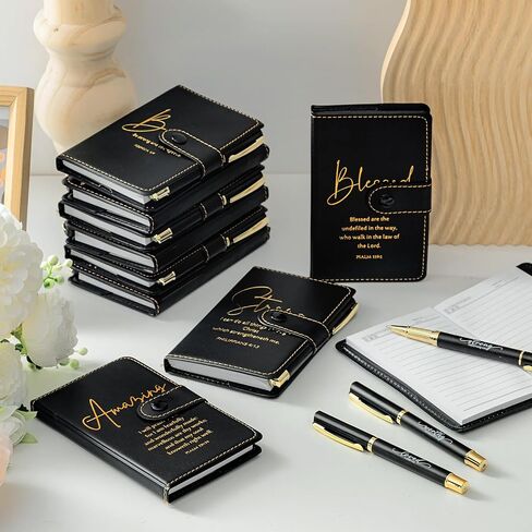Spakon 40 Pcs Christian Gifts Bulk Include Bible Verse Leather Notebook Pens Prayer Journal Church Gifts Religious Party Favors Scripture Notepad for Women Men Sunday (Flower) in Saudi Arabia